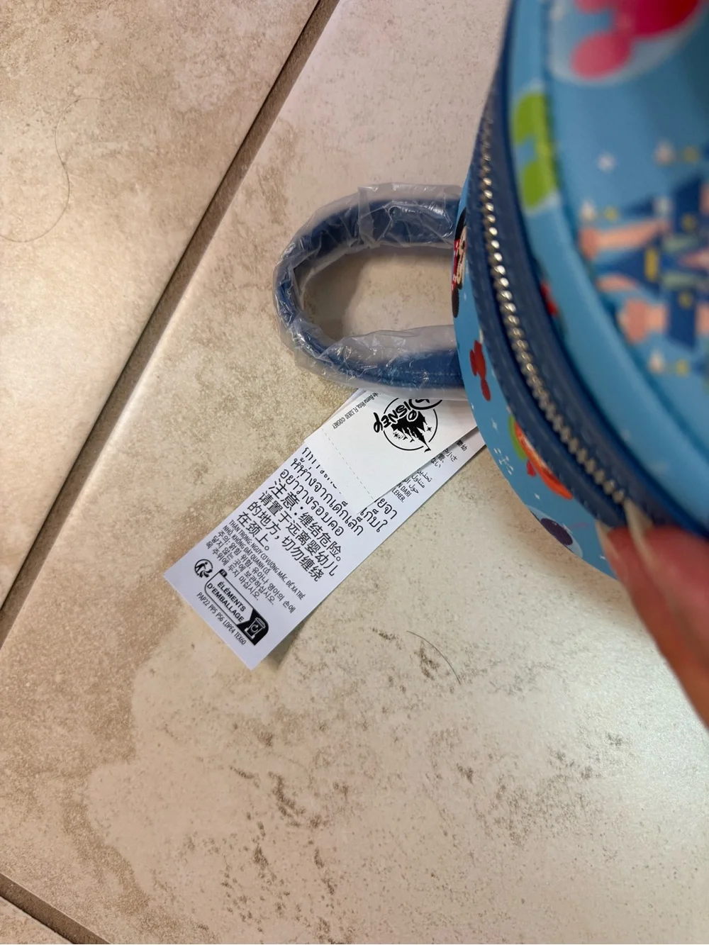 Disney Loungefly Light Blue Backpack with Minnie, Mickey & Park Icons